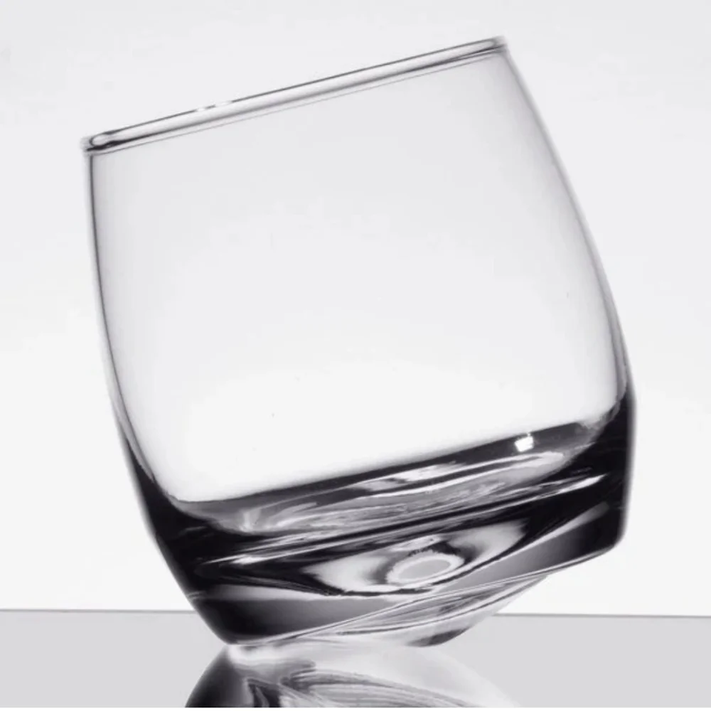 Rocker Wobble Whiskey Glasses. Set of 6. Great condition. Glass. Bar theme